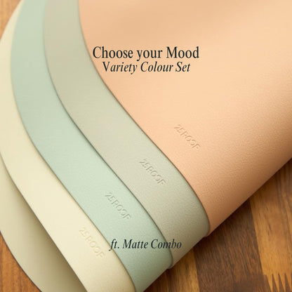 Matt Oval Silicone Placemats Set of 4 with Matching Coasters – Heat Resistant, Waterproof, Easy to Clean Non-Slip Modern Dining Table Mats – Premium Leather Textured Japandi Kitchen Decor