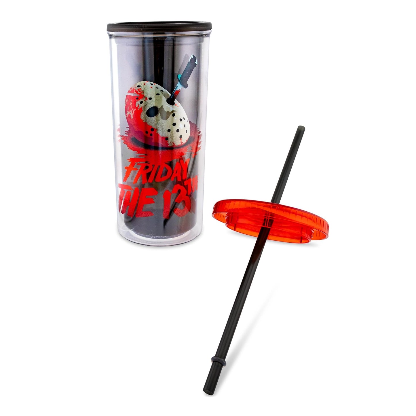 Friday The 13th: The Final Chapter Plastic Cold Cup With Leak-Resistant Lid and Reusable Straw | Travel Tumbler For Drinks, Beverages | Holds 20 Ounces
