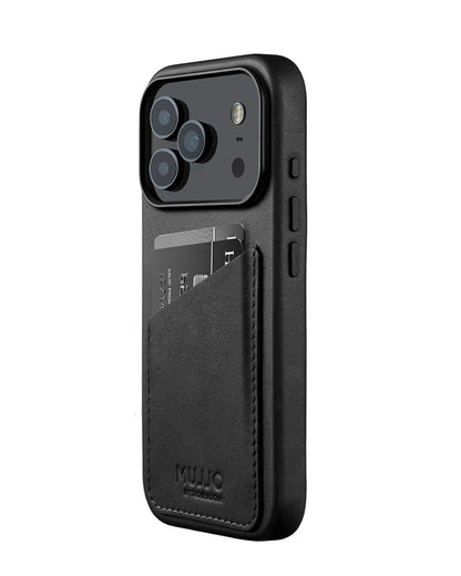Mujjo Wallet Leather Case for iPhone 17 Pro - MagSafe Compatible - Black