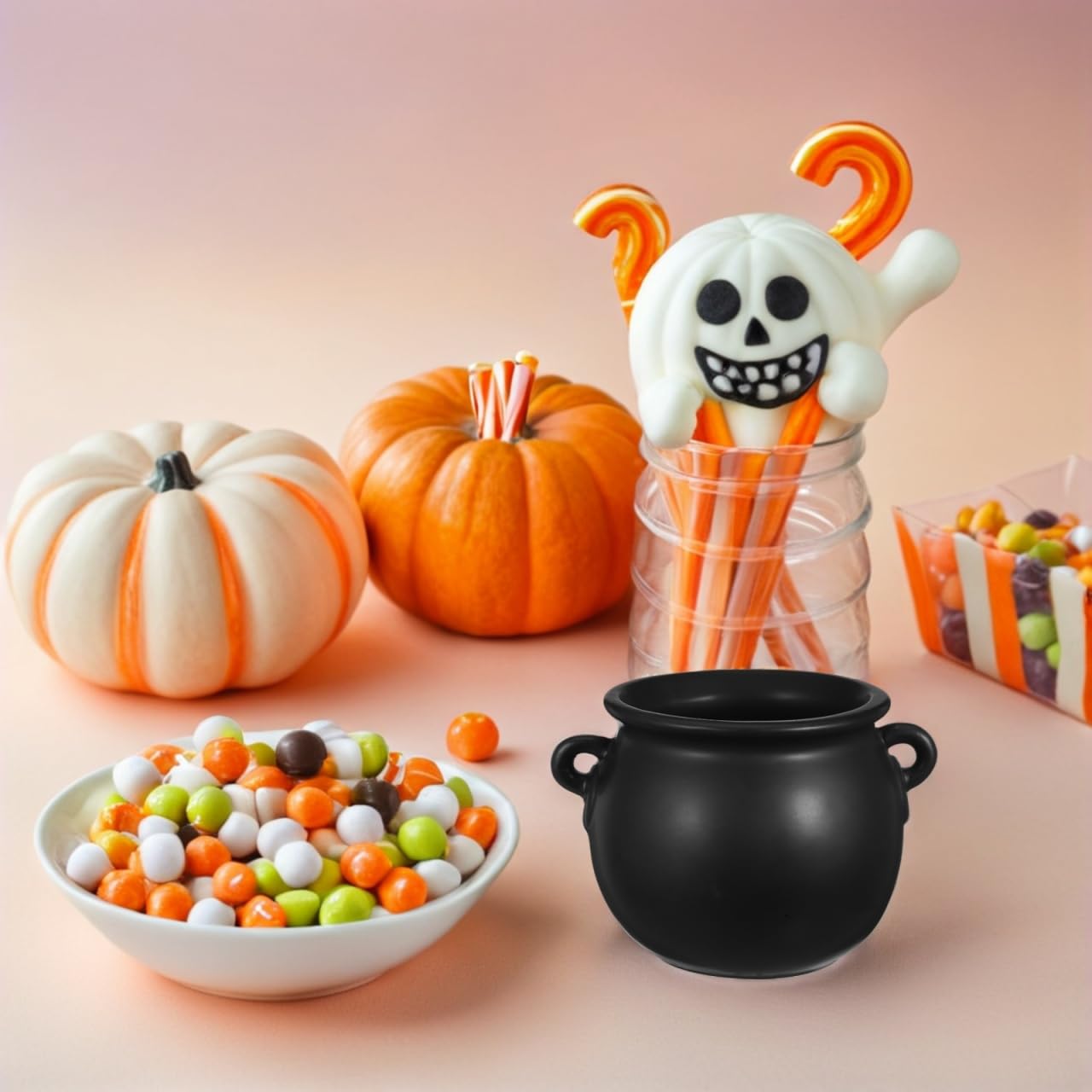 Cabilock Ceramic Witch Cauldron Bowl Halloween Candy Bucket for Treats Snack Serving Tray Decorative Dish for Parties and Festivities