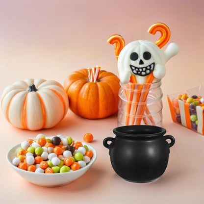 Cabilock Ceramic Witch Cauldron Bowl Halloween Candy Bucket for Treats Snack Serving Tray Decorative Dish for Parties and Festivities