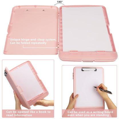 SFLHHDM Plastic Clipboard with Storage, High Capacity Clip Boards 8.5x11 with Storage, Heavy Duty Nursing Clipboard Folder, Cute Clipboards, Letter A4 Size Clipboards with Storage for Teachers, Nurse