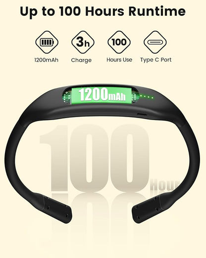 Glocusent Lightweight Neck Light for Reading in Bed, 1200mAh Rechargeable Book Light, Hands-Free Reading Light, 5 Colors, 5 Brightness Adjustable, Private Bedtime Reading for Book Lover