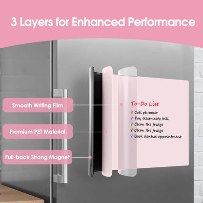 MaxGear 5 Pack Pink Magnetic Whiteboard for Fridge, 12 x 8 Inch Dry Erase Board for Refrigerator, Reusable Kitchen Planner, Magnetic Writing Board for Home, Includes 5 Markers, 5 Magnets and 1 Eraser