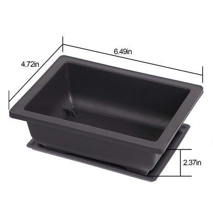 KINJOEK 15 PCS 6.5 Inch Plastic Bonsai Training Pots with Drainage Trays, Rectangular Plant Bonsai Tree Pot, Flower Succulent Growing Seedling Pot Container Planter for Garden Indoor Home Decorative