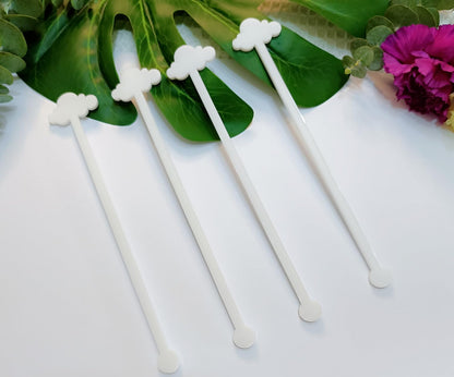 Cloud Drink Stirrers,Acrylic Stir Sticks for Engagement Party,Party Decor,Baby shower,Bridal Shower,Birthday (White)