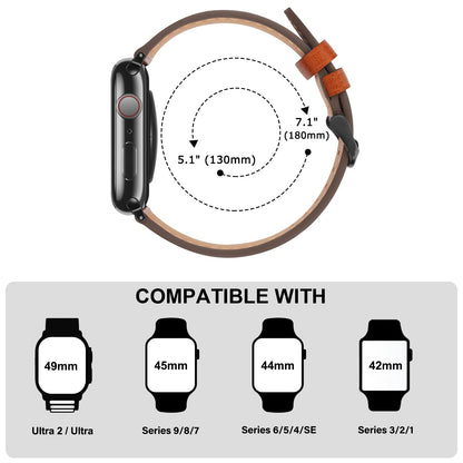 Bisikor Compatible with Apple Watch Band 49mm 46mm 45mm 44mm 42mm 41mm 40mm 38mm Genuine Leather Wristband Replacement Band for iWatch Ultra SE Series 10 9 8 7 6 5 4 3 (42/44/45/46/49, Starlight)