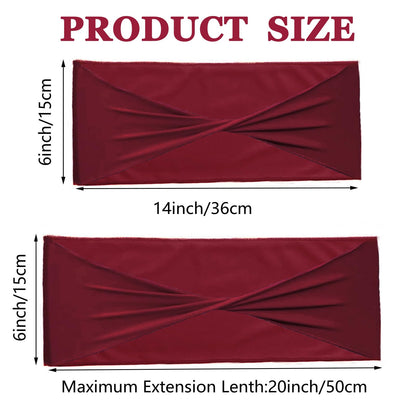 WYFMYD Spandex Burgundy Chair Sashes 50 Pcs Burgundy Sashes Bows Elastic Chair Cover Bands Ties Without Buckle for Wedding Party Events Ceremony Birthday