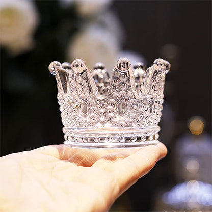 GOLDEAL 12 Pcs Crown Tealight Candle Holders,Votive Candle Holders，Clear Glass,IdealHolder for Wedding Centerpieces,Party,Dinner, Christmas Decorations