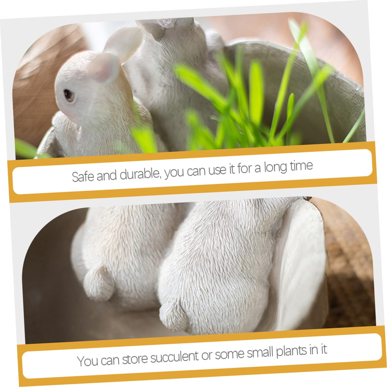 FUNOMOCYA Bunny Succulent Planter Cute Resin Pot with Simulated Rabbit Design for Home Decor Indoor Plants and Garden Adorable Animal Flowerpot for Cactus and Succulents