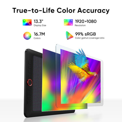 XP-PEN Artist 13.3 Pro V2 Drawing Tablet with Screen, 16K Pressure Sensitivity Digital Drawing Tablet for PC Mac Chromebook Android, Fully Laminated Graphic Tablet with Pen, Foldable Stand Included