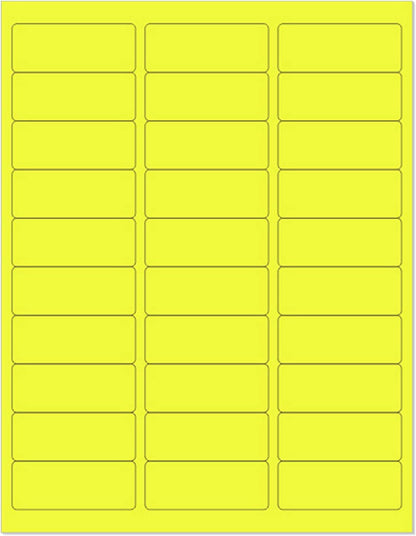 NextDayLabels - 8-1/2 x 11" Neon Color High Light Fluorescent Labels for Laser & Inkjet Printer (Yellow Fluorescent, 1" x 2-5/8" - 30 Per Page | 750 Labels)