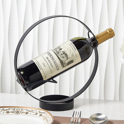 kaileyouxiangongsi Metal Single Tabletop Wine Rack – Freestanding Countertop Decorative Wine Bottle Holder, Unique Wine Gifts and Accessories for Wine Lovers (Black)
