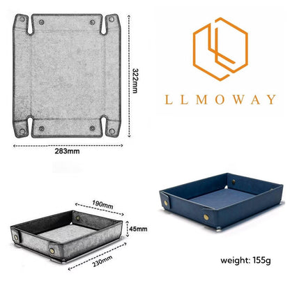 LLmoway PU Leather Organization Trays for Home Nightstand Office Desk Catchall Tray for Entryway Table Key Wallet Watch Phone Dark Blue