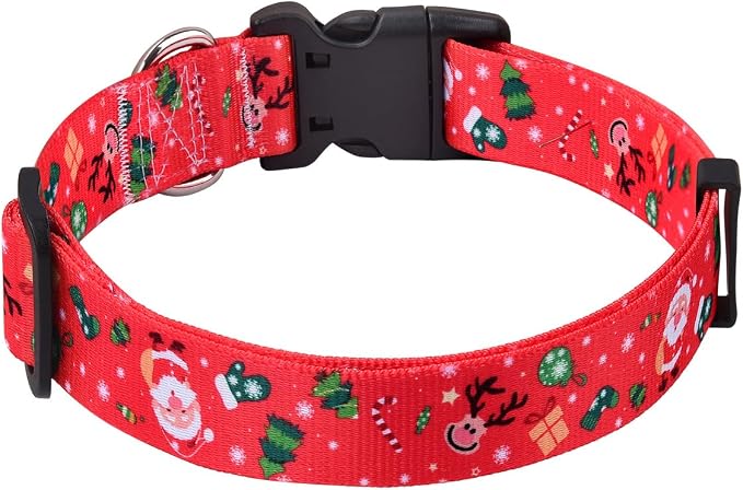 Mihqy Christmas Dog Collar - Premium Adjustable Dog Collar for Small Medium Large Dogs (Christmas,M)
