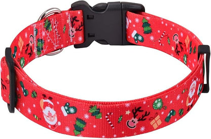 Mihqy Christmas Dog Collar - Premium Adjustable Dog Collar for Small Medium Large Dogs (Christmas,M)