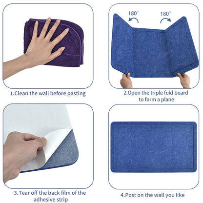 Vuzvuv Dark Blue 28"x16" Large Cork Board with 50 Push Pins & Sticky Notes, Self-Adhesive Bulletin Board for Wall, Felt Pin Vision Board for Paste Notes,Schedules Offices Home