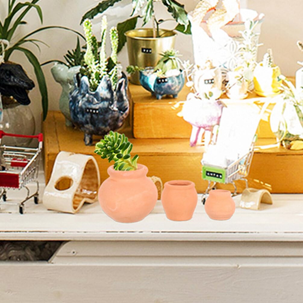 Sewroro 9pcs Mini Ceramic Succulent Nursery Pots, Small Clay Pots Mini Terracotta Planter for Small Spaces and Office Decor