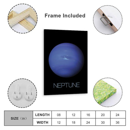 Solar System Planets Canvas Wall Art - Neptune Planet Space Poster for Kids Room Bedroom Classroom, STEM Educational Astronomy Decor, Science Gift for Boys Girls, 12x18 Inch Framed