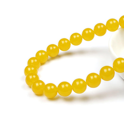 MJDCB Natural Yellow Jade Round Loose Beads for Jewelry Making DIY Bracelet Necklace (8mm)