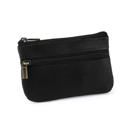 Coin Purse for Men,Coin Pouch with Zipper for Men Women,Genuine Leather Mini Coin Pocket Pouch Change Holder Mens Tray Purses Coin Purse Cash Change Wallet Key Holder Money Pouch
