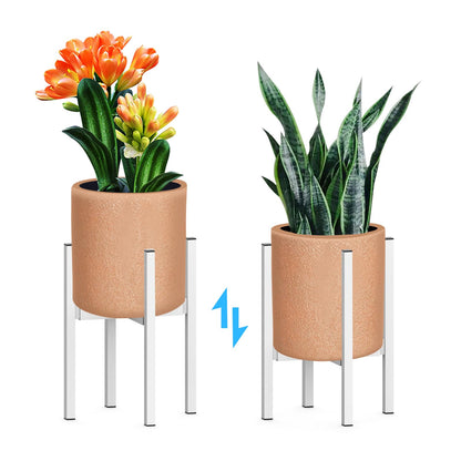 DDPow Heavy Plant Stand for 10"-16" Plant Pot Indoor Outdoor Corner, Adjustable Metal Heavy Duty for Large Pot (White 1 Pack)