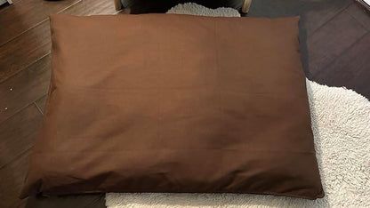 Natural Cotton Canvas Dog Bed – Raw Cotton Filled Pet Cushion Insert, Breathable Eco-Friendly Dog Mattress, Durable Washable Cover with Zipper (Dark Brown, X Large 53"x36"x5")