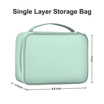 miloocul Large Capacity Electronics Accessories Organizer Travel Case with Adjustable Divider Waterproof Leather Cord Shockproof Tech Organizer Bag(Light Green, Single Layer)