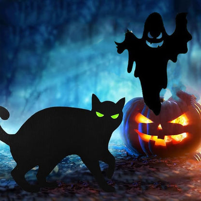 MYBOLE 6 Pack Halloween Black Scare Cat and Ghost Statues Party Decorations Yard Signs with Stakes