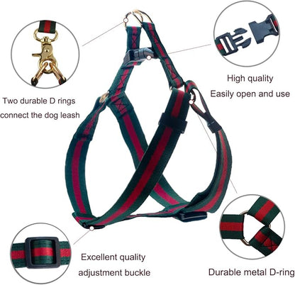 Premium and Stylish Dog Collar Harness and Leash,Soft Comfortable，Chest Adjustable Pet Harness,Luxury Fashion Dog Harness Leashes Set Gift for Puppy Small Dogs