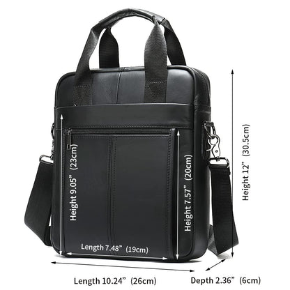 LUKZIJAES Genuine Leather Shoulder Messenger Bag for Men Adjustable Shoulders Sling Crossbody Bags for Travel Work Business Handbag (3#-Black)