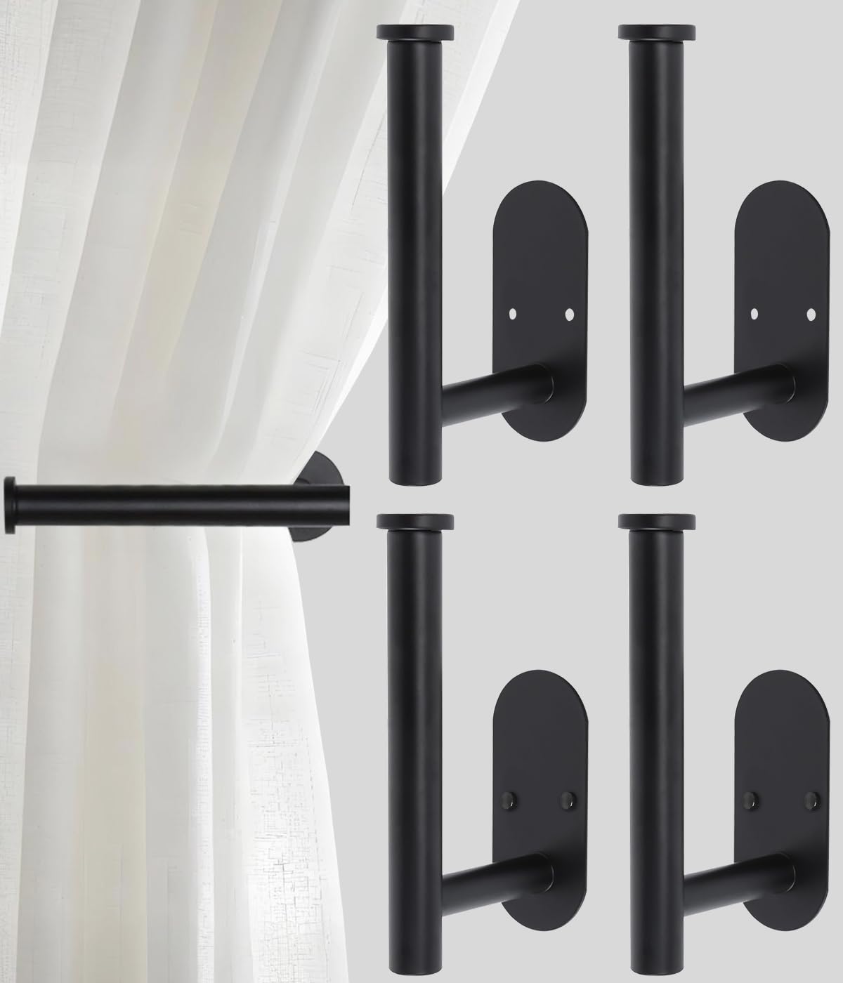 Curtain tiebacks Hooks Wall Mounted, Curtain holdbacks Screw-in, Curtain Holders for Drapes, Curtain Pull Backs, Curtain Tie Backs 304 Stainless Steels, 4 pcs