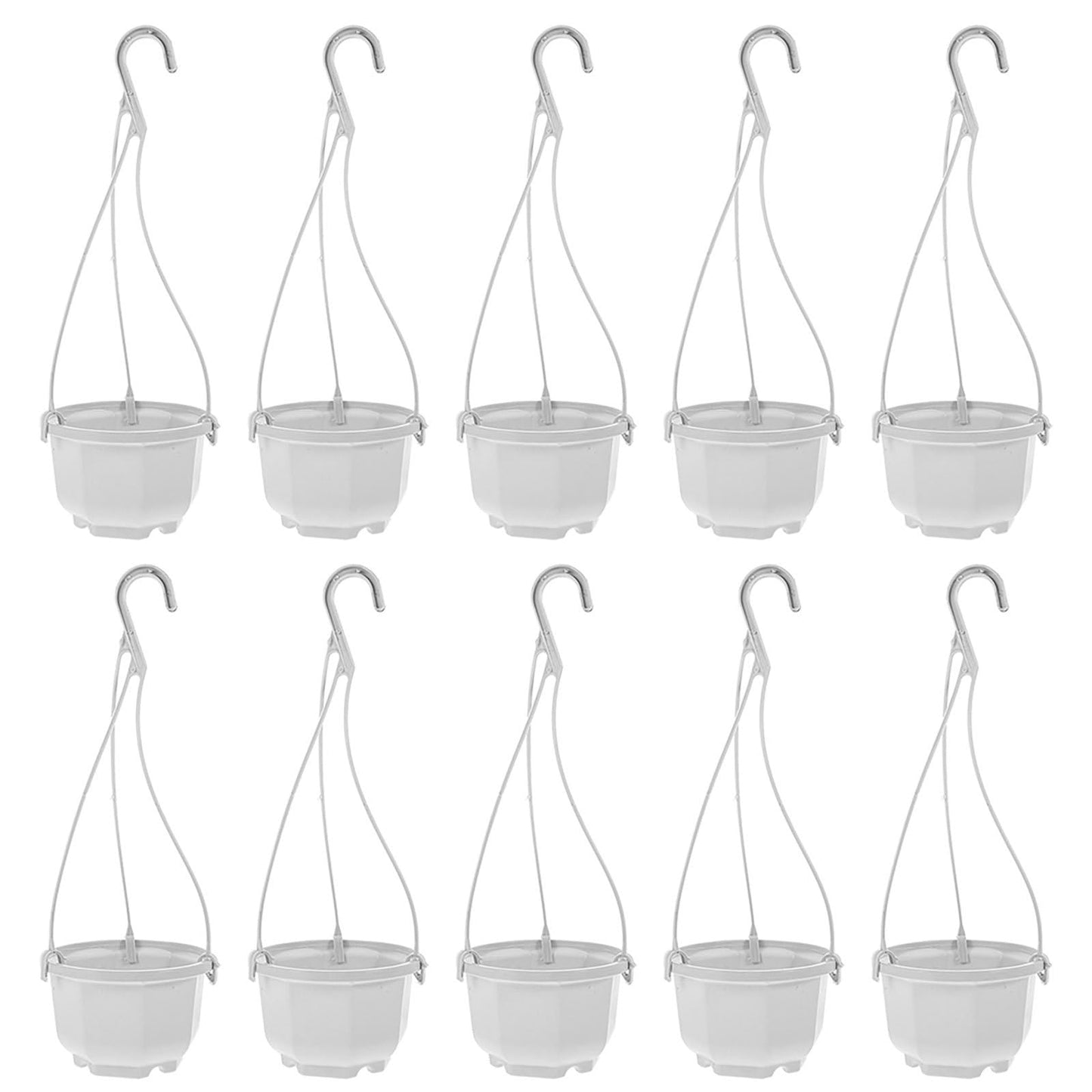 INOOMP Hanging Planters Set of 24 Plastic Flower Pots with Hooks for Indoor Outdoor Balcony Garden Patio Wall Mounted Plant Holders