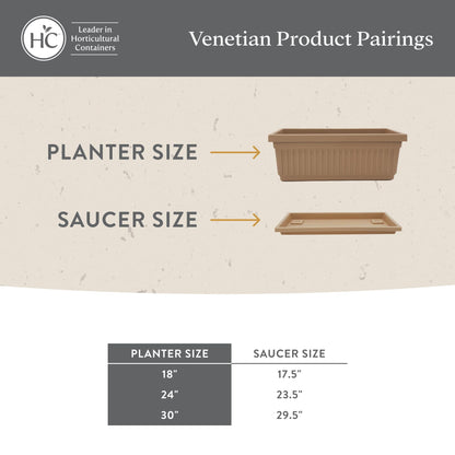 The HC Companies 29.5 Inch Venetian Rectangular Plant Saucer, Lightweight UV-Resistant Plastic Outdoor & Indoor Flower Pot Tray, 2-Pack Plant Pot Trays for Garden & Home Decor, Warm Gray