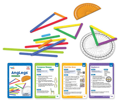 hand2mind AngLegs Classroom Set with 30 Protractors, Geometry Manipulatives, Geometric Shapes for Classroom, Montessori Math Materials, Math Teaching Tools, 4th Grade Math Manipulatives for Kids