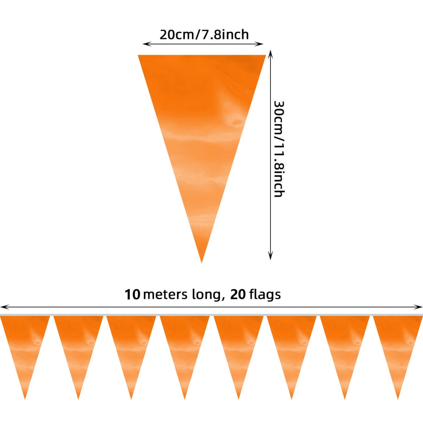 20M/64FT Macaroon Orange Triangle Pennant Banner Flag Metallic Fabric Bunting Garland for Christmas Graduation Anniversary Birthday Engagement Wedding Anniversary Casino Party Decorations Supplies