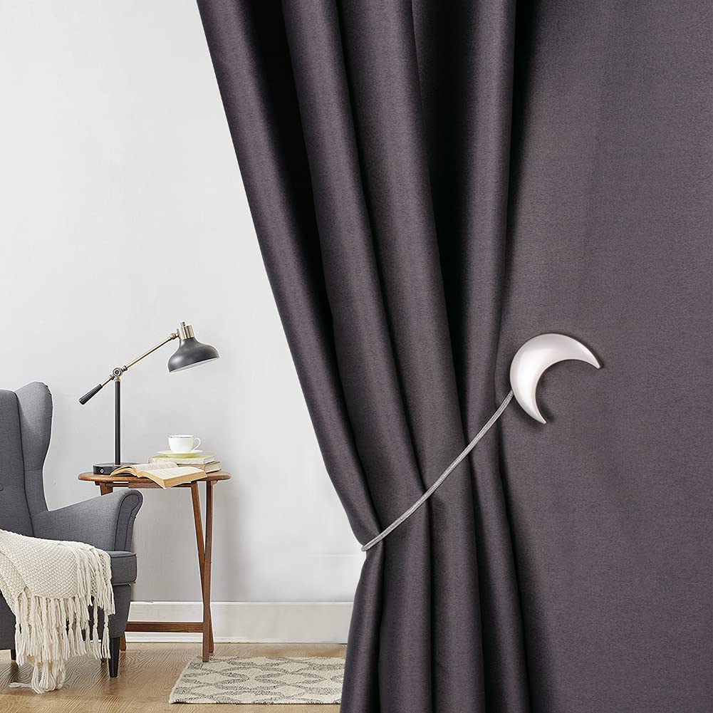Sorfia Curtain Tiebacks, 2 Pack Magnetic Curtain Tiebacks Moon Curtain tie Back Curtain holdbacks Magnetic Curtain Clips Curtain tie Backs Curtain Clips Holder for Window Draperies Hold Curtains Drape