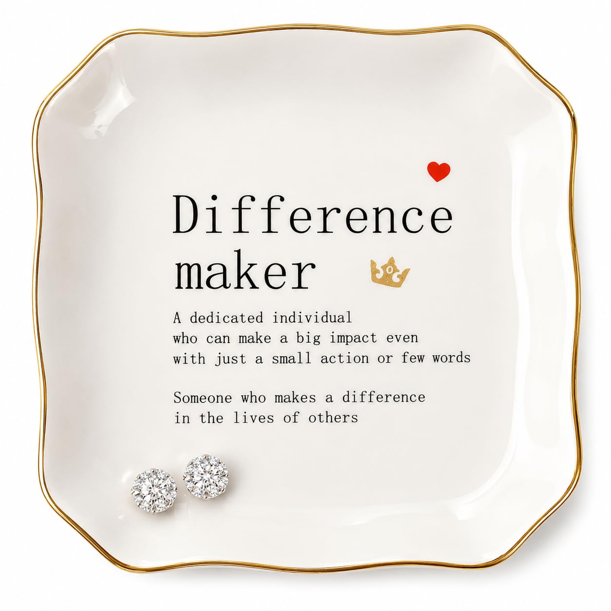 Retirement Gifts for Women - 4"x4" Ceramic Jewelry Dish Tray- Difference Maker Gift Thank You Gift for Woman Coworkers Teacher Employee Appreciation Gifts