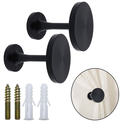 Shonmogar Curtain Tiebacks 2 Pack Curtain Holdbacks Zinc Alloy Curtain Tiebacks Wall Mounted with Screws, Decorative Curtain Holders for Drapes Stylish Black Curtain Tieback Hooks for Home Office