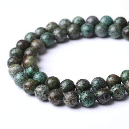 African Turquoises Stone Natural Stone Beads Gems Round Loose Beads Jewelry Making DIY Bracelet Necklace Accessory 1 Strand 32PCS 12MM 15"