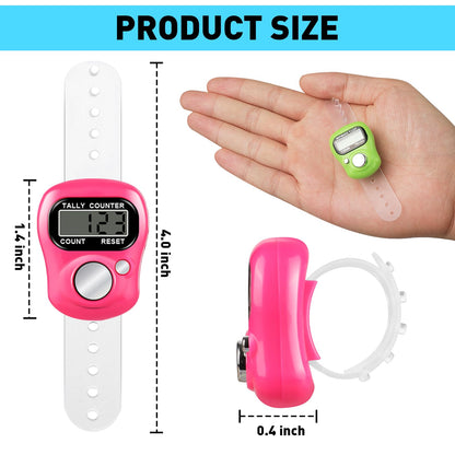 ALDMIO 15 Pcs Electronic Finger Counter, 5 Digital Finger Counter, Resettable Hand Tally Clicker Counters for Counting Numbers Knitting Coaching Golf Lap Fishing School Sports Event