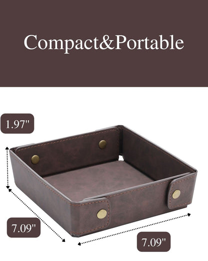 CASIRENA Faux Leather Valet Tray Organizer for Men - Catch-All Tray for Entryway Table Key, Wallet, Watch, Coin Change, Phone, Dresser EDC Dump Jewelry, Bedside Nightstand Desk-top