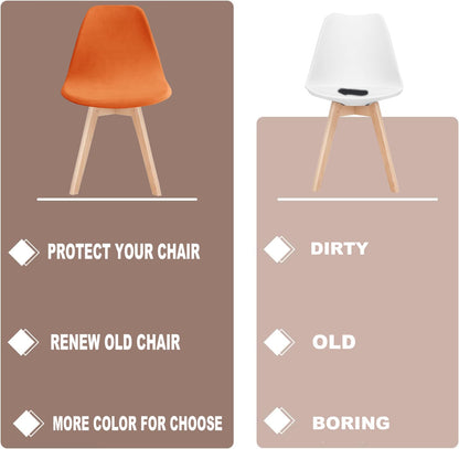 SONNACH Pack of 4 Velvet Mid Century Modern Dining Chair Covers, Armless Chair Cover,Living Room Side Chair Slipcovers (Orange)