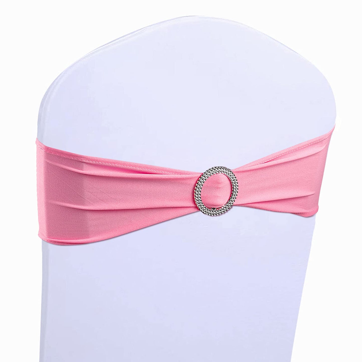 HAKZEON 200 PCS 2.5 Inch Silver Chair Sashes, Round Chair Sash Buckles, Acrylic Rhinestone Ribbon Buckle, Chair Sash Ribbon Slider for Wedding, Party, Banquets, Home, Craft