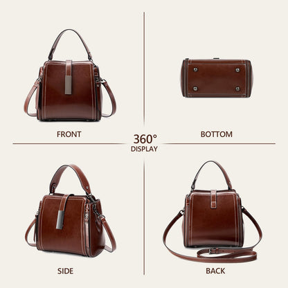 MoreFarther Genuine Leather Crossbody Bags for Women, Genuine Leather Purses Bucket Bags Shoulder Bag with Adjustable Shoulder Straps (Caramel)