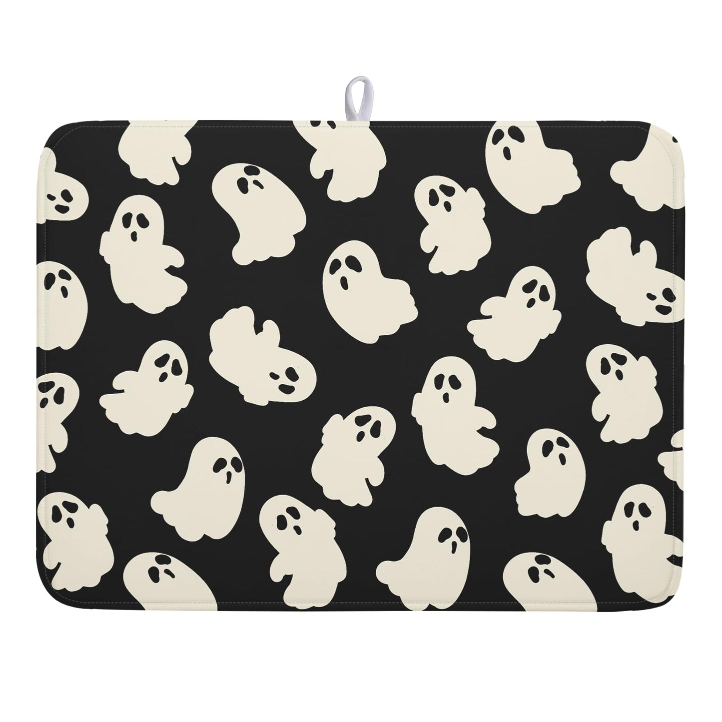 Halloween Ghosts Dish Drying Mat for Kitchen Counter Halloween Cute Ghost Drying Dish Mat 18”x24” Absorbent Microfiber Reversible Kithchen Mats for Countertop Fast Dry Dish Draining Mats for Halloween