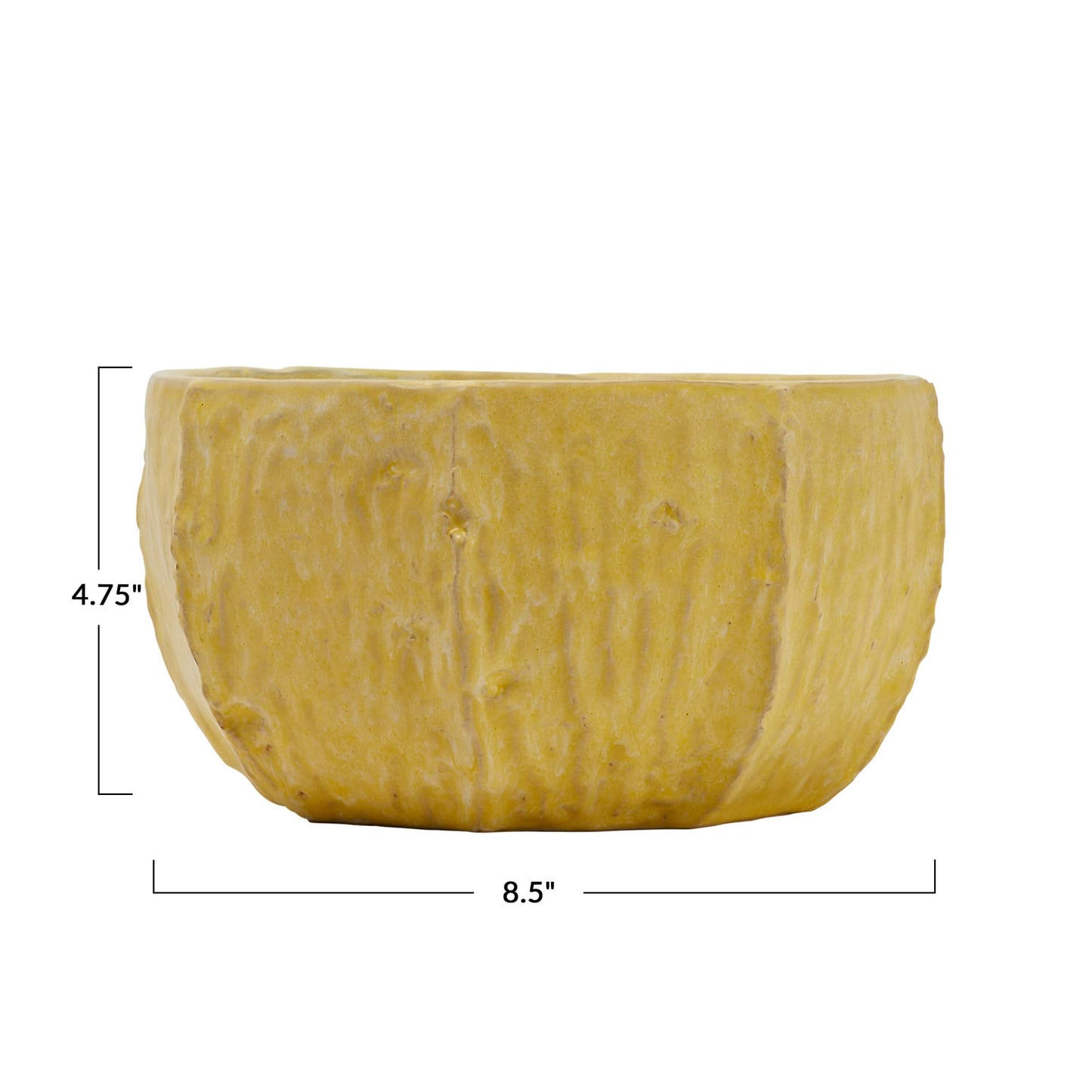 Creative Co-Op Stoneware Planter with Organically Shaped Detail, Yellow