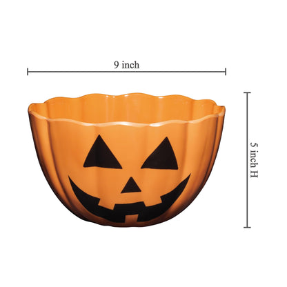 UP Halloween Pumpkin Melamine Candy Bowl, Mixing Bowl for Charcuterie, Food, Fruit, Salad, and Snack, BPA-Free, Dishwasher Safe, Shatter-Proof, Orange, 9 Inch