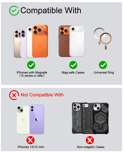 FINPAC for MagSafe Wallet, Stronger Magnetic RFID Blocking Minimalist Phone Wallet for iPhone, Galaxy, Pixel, MagSafe Compatible Card Case, Detachable Bifold for Men & Women, Brown