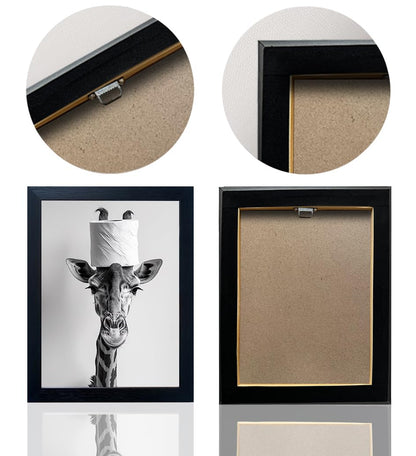 Bathroom Picture Wall Decor, Framed Black and White Bathroom Wall Art, Toilet Paper in Little Funny Raccoon's Hand Animal Canvas Print Painting